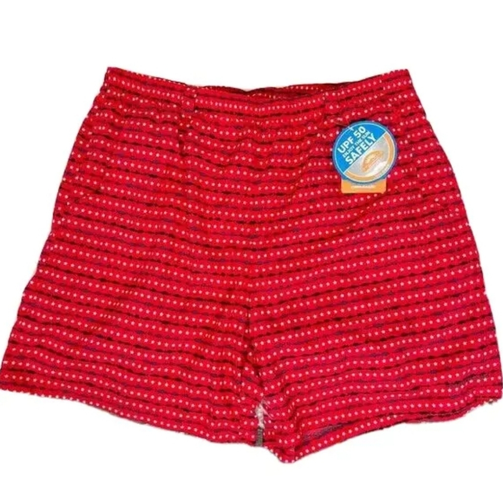 Columbia PFG Red White Star Blue Fish Backcast Short Swim Trunk UPF 50 Sz L